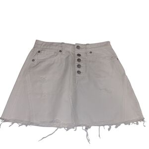 We The Free White Button-Up Denim Mini Skirt Skirt